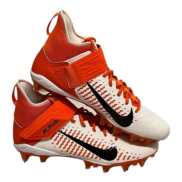 Nike Alpha Menace Pro 2 MID Football Cleat Team Orange/White Men 12.5 BV3945-103 - Picture 3 of 10